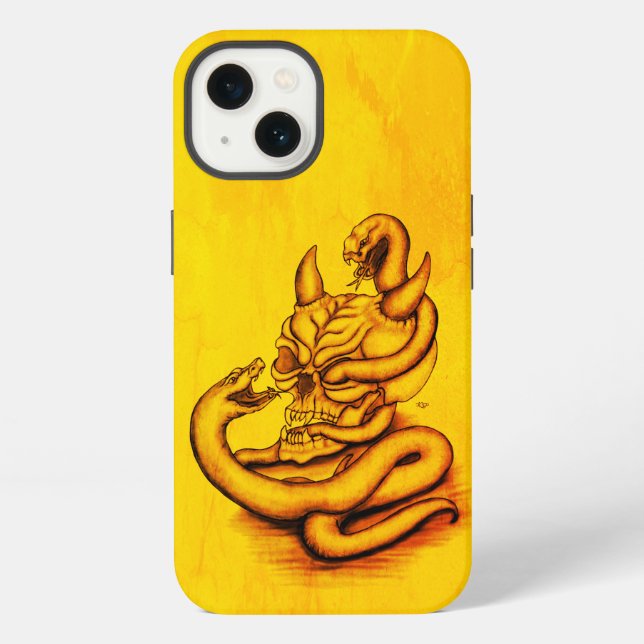 Skull - Devil Head with Snake iPhone Case (Back)