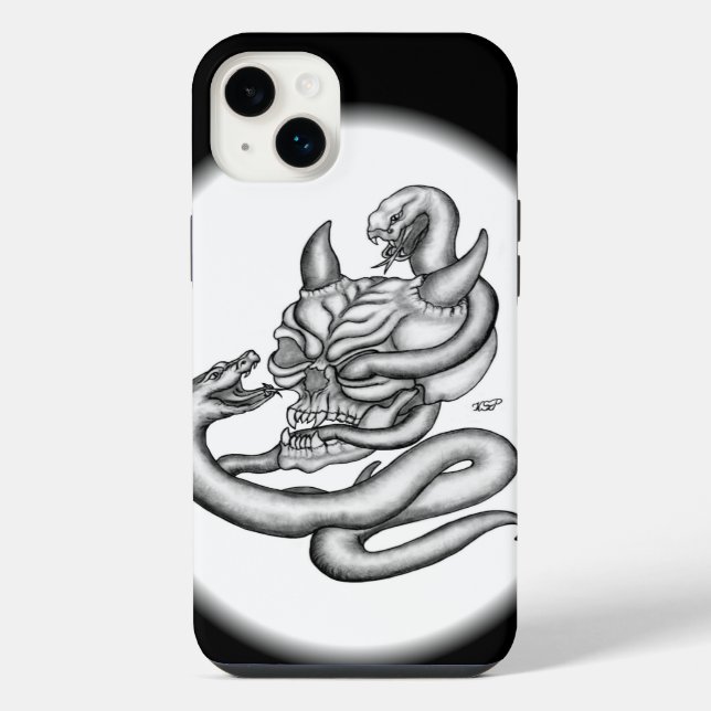 Skull - Devil Head with Snake iPhone Case (Back)