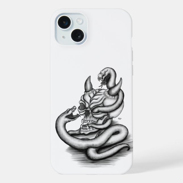 Skull - Devil Head with Snake iPhone Case (Back)