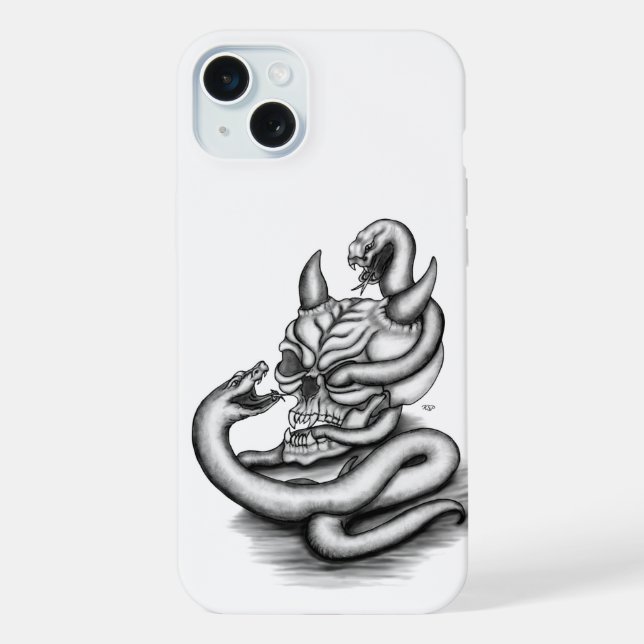 Skull - Devil Head with Snake iPhone Case (Back)