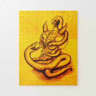Skull - Devil Head with Snake Jigsaw Puzzle