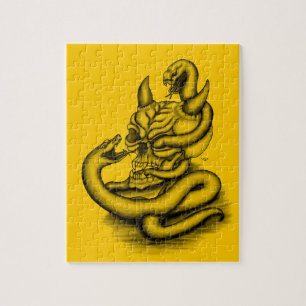 Skull - Devil Head with Snake Jigsaw Puzzle