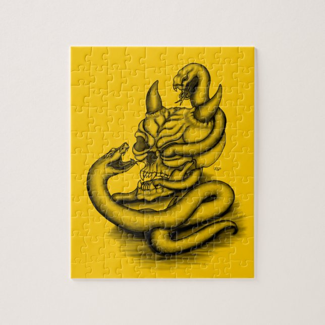 Skull - Devil Head with Snake Jigsaw Puzzle (Vertical)
