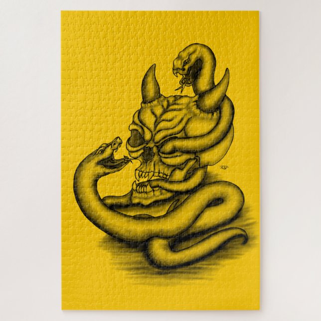 Skull - Devil Head with Snake Jigsaw Puzzle (Vertical)