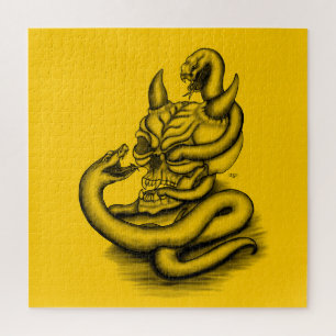 Skull - Devil Head with Snake Jigsaw Puzzle