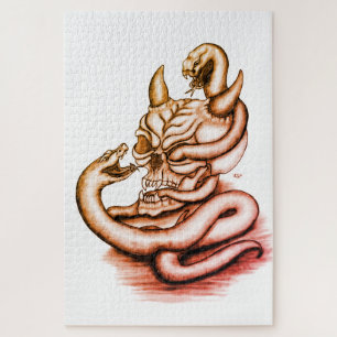 Skull - Devil Head with Snake Jigsaw Puzzle