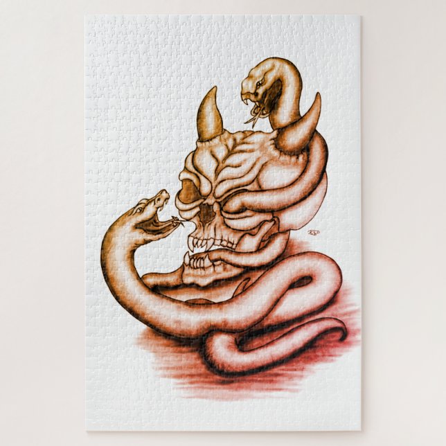 Skull - Devil Head with Snake Jigsaw Puzzle (Vertical)
