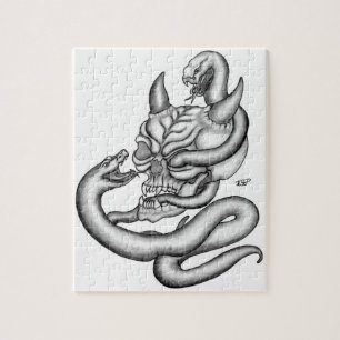Skull - Devil Head with Snake Jigsaw Puzzle