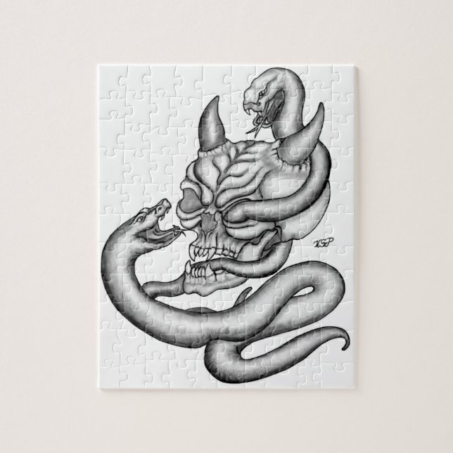 Skull - Devil Head with Snake Jigsaw Puzzle (Vertical)