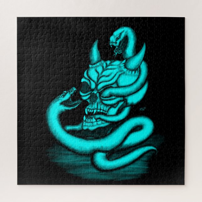 Skull - Devil Head with Snake Jigsaw Puzzle (Vertical)