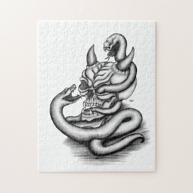 Skull - Devil Head with Snake Jigsaw Puzzle (Vertical)