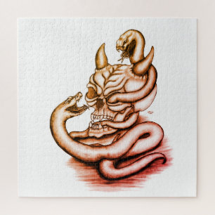 Skull - Devil Head with Snake Jigsaw Puzzle