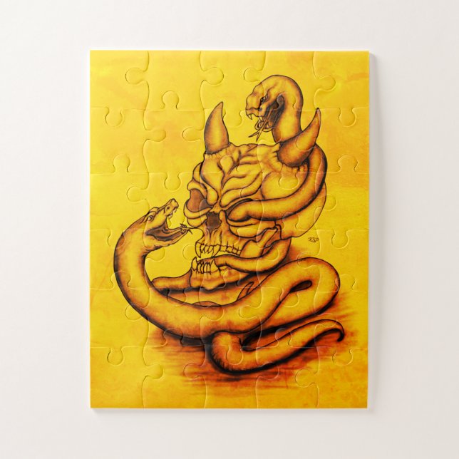 Skull - Devil Head with Snake Jigsaw Puzzle (Vertical)