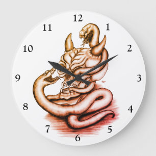Skull - Devil Head with Snake Large Clock