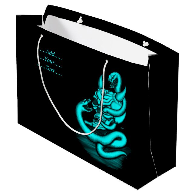 Skull - Devil Head with Snake Large Gift Bag (Back Angled)