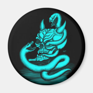 Skull - Devil Head with Snake Magnet