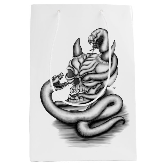 Skull - Devil Head with Snake Medium Gift Bag (Front)