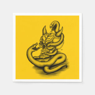 Skull - Devil Head with Snake Napkin