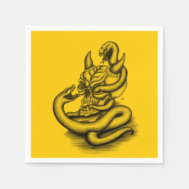 Skull - Devil Head with Snake Napkin (Front)