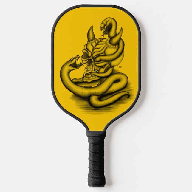 Skull - Devil Head with Snake Pickleball Paddle (Front)
