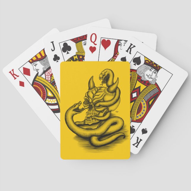 Skull - Devil Head with Snake Playing Cards (Back)
