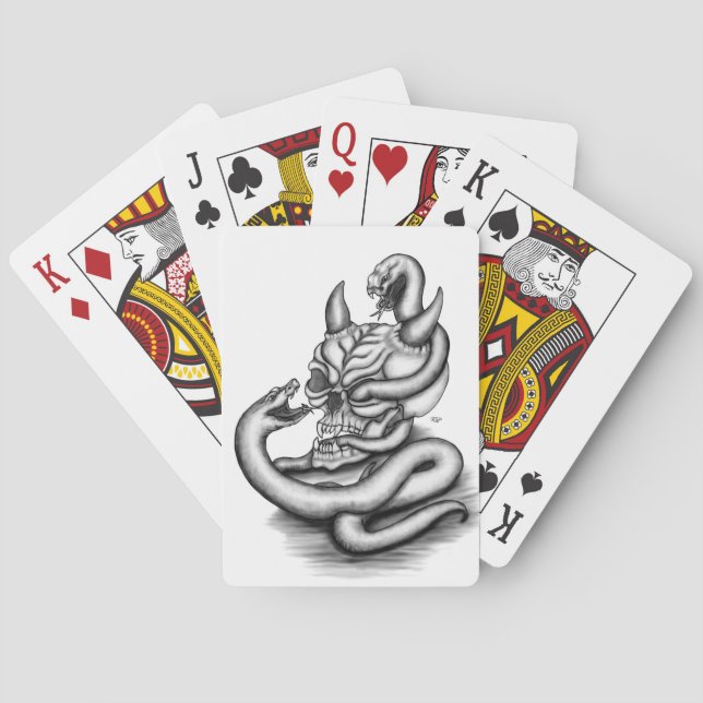 Skull - Devil Head with Snake Playing Cards (Back)