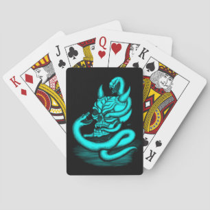 Skull - Devil Head with Snake Playing Cards