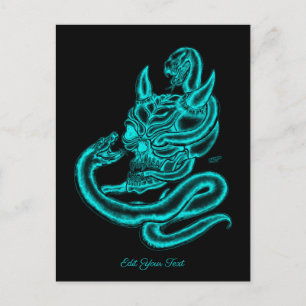 Skull - Devil Head with Snake Postcard