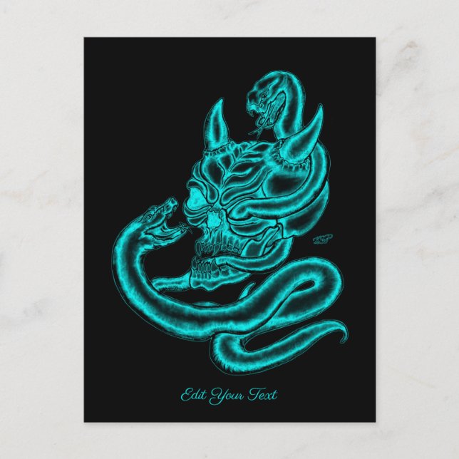 Skull - Devil Head with Snake Postcard (Front)
