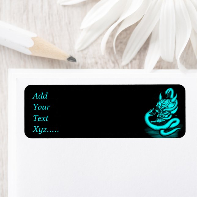 Skull - Devil Head with Snake Return Address Label (Insitu)