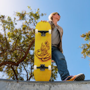 Skull - Devil Head with Snake Skateboard