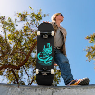 Skull - Devil Head with Snake Skateboard