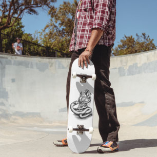 Skull - Devil Head with Snake Skateboard