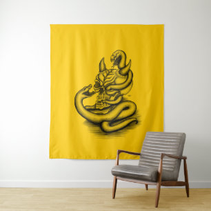 Skull - Devil Head with Snake Tapestry