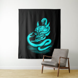 Skull - Devil Head with Snake Tapestry