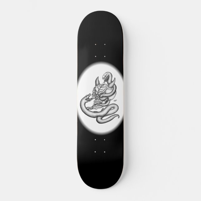 Skull - devil heads with snake skateboard (Front)
