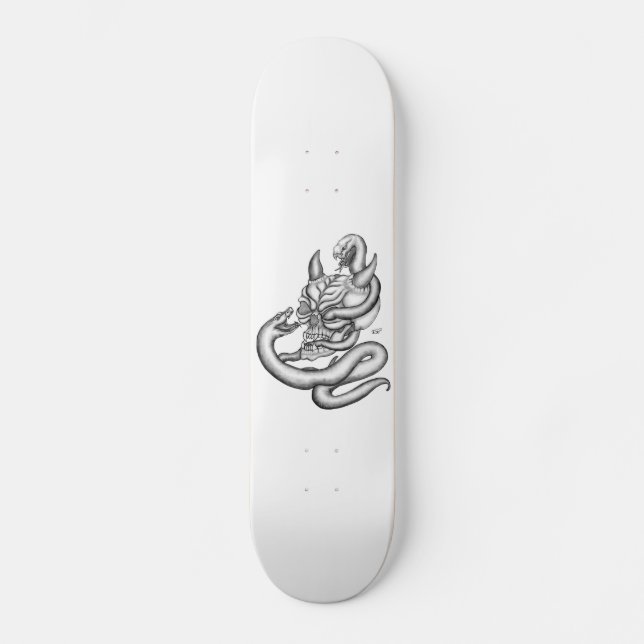 Skull - devil heads with snake skateboard (Front)