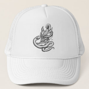 Skull - devil heads with snake trucker hat