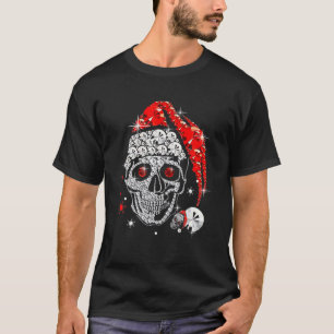 Skull Diamond Wearing Santa Claus Hat Merry Christ T-Shirt