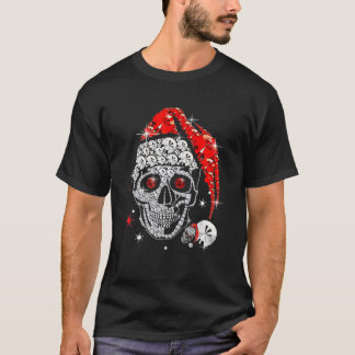 Skull Diamond Wearing Santa Claus Hat Merry Christ T-Shirt