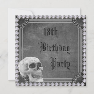 Skull & Diamonds Double Sided 18th Birthday Invitation