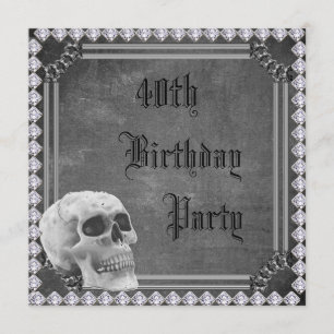 Skull & Diamonds Double Sided 40th Birthday Invitation