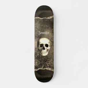 Skull Distressed Gothic Personalised  Skateboard