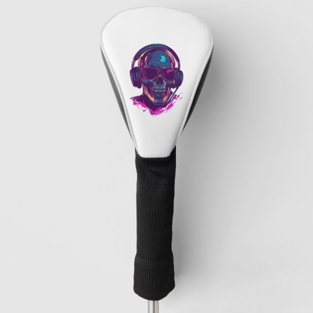 Skull DJ Vibes Golf Head Cover (Front)