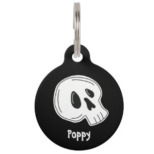 Skull dog tag, spooky pet tag, Halloween I.d tag