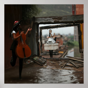 Skull Doll Healing Bass Witchy AI Art Matte Value Poster