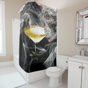 Skull Drinking Shower Curtain