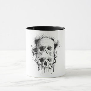 Skull Drip Black Ink Splatter Graphic Mug