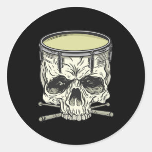 SKULL DRUM CLASSIC ROUND STICKER