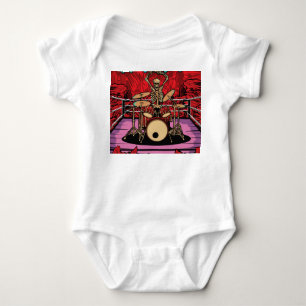 Skull Drummer: Wrestler Ring Illustration Baby Bodysuit